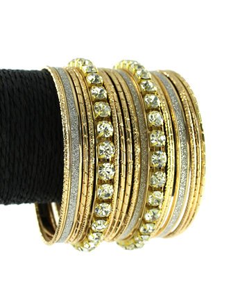 Gold plated metal stone Multi piece Bracelet - Beads Selavie