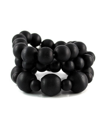 Natural Black Wooden 3 Piece Stretch Set - Beads Selavie