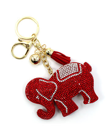 Womens Fashion Red Elephant Rhinestone Key Chain