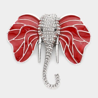 Womens Fashion Red Elephant Pendant Brooch, Gift For Her