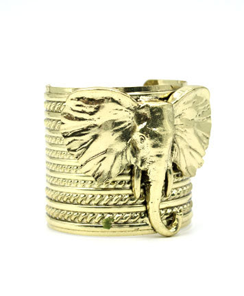 Womens Fashion Vintage Gold Elephant Cuff Bracelet