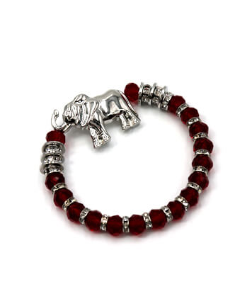 Womens Fashion Red Wine Color Elephant Charm Stretch Bracelet