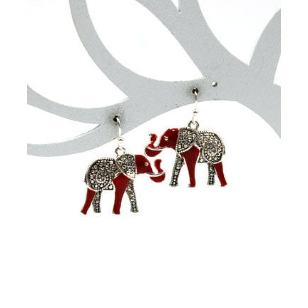 Womens Fashion Vintage Red Elephant Earrings, Valentines Day, Mothers Day Gift