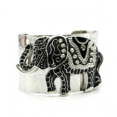Womens Fashion Black Elephant Trunk Cuff Bracelet, Gift for Soror