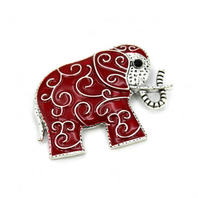 Womens Fashion Vintage Abstract Red Elephant Pendant Brooch, Gift for Her